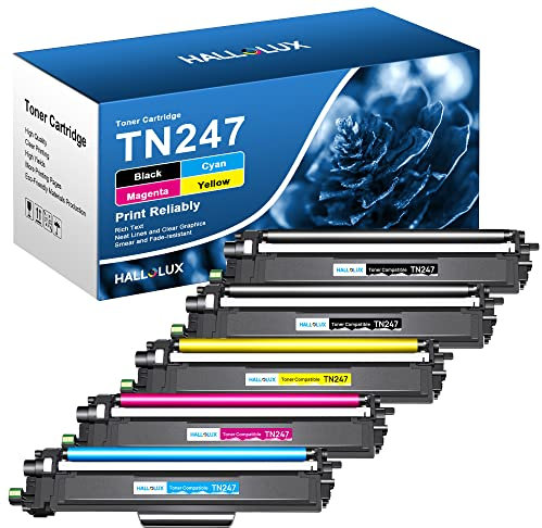HALLOLUX TN-247 5-Pack Toner Cartridges Replacement for Brother TN243-CMYK TN247 Compatible with MFC-L3750CDW MFC-L3770CDW MFC-L3710CW DCP-L3550CDW DCP-L3510CDW (2 Black 1 Cyan 1 Magenta 1 Yellow)