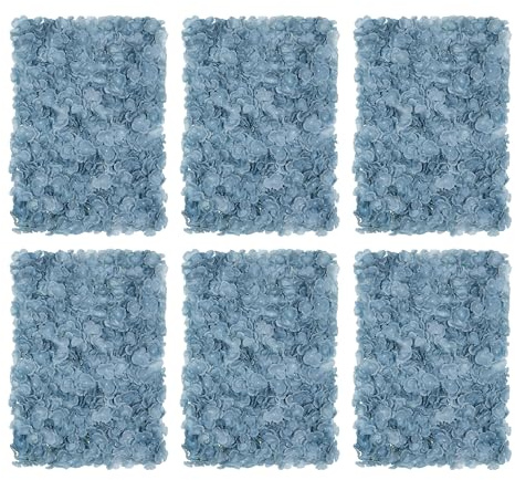 BLOSMON Blumen-Wandpaneel-Hintergrund, 6 Stück, 61 x 40,6 cm, staubblau, künstliche Hortensien, Blumen-Hintergrund für Hochzeit, Party, Babyparty, Brautparty, Dekoration, hängende künstliche