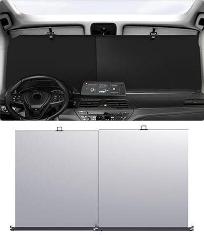 MBROS Auto Sonnenschutz für Toyota iQ/Ist/Izoa/Matrix/Passo/Porte/Prius/Urban Cruiser/Vitz/Wigo/Yaris, Versenkbare Automatische Einziehbare Auto Windschutzscheibe Visor mit Saugnapf Schutz