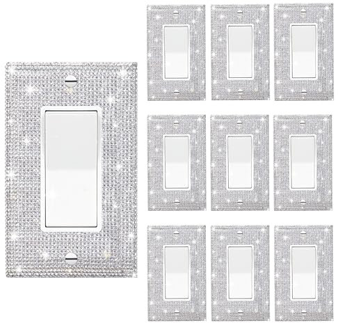 10 Stück glänzende silberne Strasssteine Steckdosenabdeckungen Wandplatte dekorative Schalterplatten und Steckdosenabdeckungen Strasssteine Lichtschalterabdeckung