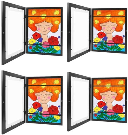 Bilderrahmen Kinderzeichnungen A4 - Kinder Kunst Bilderrahmen A5 Aufklappbar, Kinder Kunstrahmen Frontöffnung Bilderrahmen Aufklappbar, Rahmen für Kinderzeichnungen Kinderbilder Bilderrahmen
