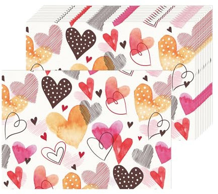 Tarklanda Bunte Herz Papier Tischsets 50 Stück Papier Platzsets Herzform Einweg Platzsets 28x40 cm Papier Platzsets Urlaub Dekor für Küche Esstisch Party Hochzeit