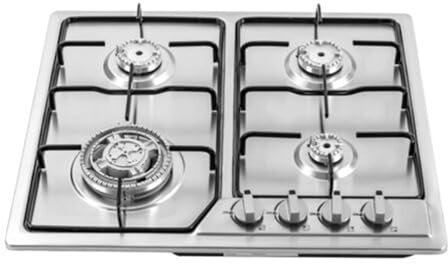 YNAADYH Placas de gas de 4 quemadores, 4 quemadores, cocina de gas GLP, 4 quemadores, cocina de hierro fundido, cocina de gas Ng/Lpg, cocina de gas integrada de acero inoxidable (58 x 50 cm)