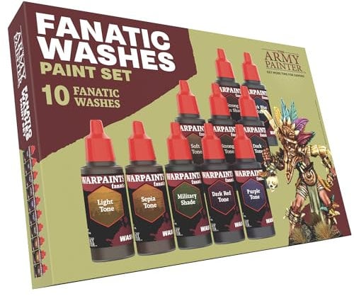The Army Painter, Warpaints Fanatic Washes Set, 10 x 18 ml Modellbau Acryl Farben - Modellbau Farben für Wargames Tabletop Miniaturen, Dnd & Warhammer