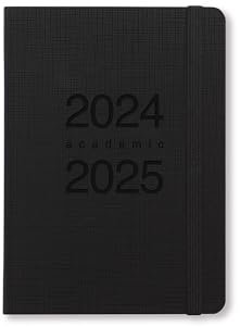 Letts of London Memo A6 Akademischer Terminkalender 2024/2025, ein Tag pro Seite, Schwarz