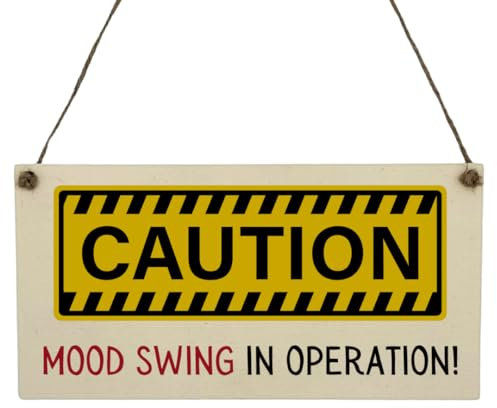 Second Ave Funny Mood Swing in Operation Office Desk Wooden Hanging Rectangle Sign Plaque Secret Santa Gift
