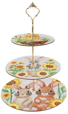 DCIDBEI Diamond Painting Dessert Ständer 3 Stöckig 25x32cm | Diamant Painting Cupcake Ständer Gestufter Gebäck Snack Süßigkeiten Buffet Ausstellungsturm Servierplatte Kaninchen Hase