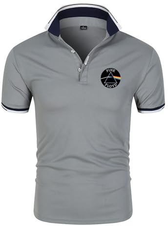 XYMJT Herren Golf Poloshirt T-Shirt Für Pink Floyd Print Jersey T-Shirts Rugby Kurzarm Casual Poloshirts Tennis T-Shirts – Geschenk Für Teenager-Gray||XL