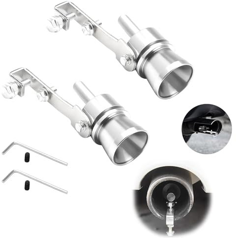 2 Pièces Sifflet D'échappement Pour Voiture, bruit pot echappement voiture, Sifflet Turbo Pour Tuyau D'échappement De Voiture, Silencieux D'échappement Turbo Pour Tous Les Modèles Véhicules (Argent)