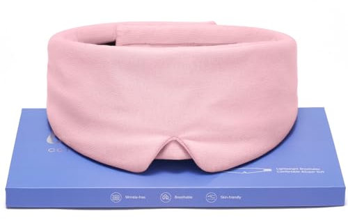 Umisleep Schlafmaske, Premium-Modal-Baumwolle, Lichtblockierend, Bequemes Konturdesign, Verstellbare Einheitsgröße Long Cotton, Rosa
