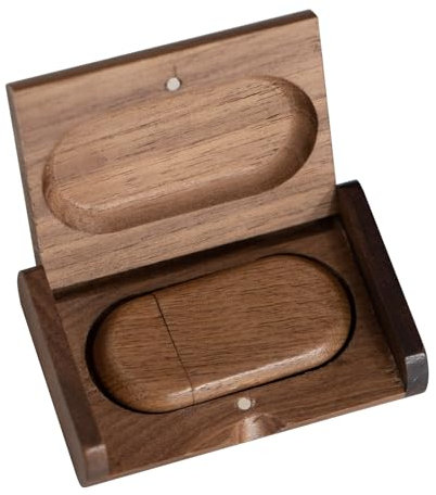 32 GB Holz USB Stick USB 3.0 Hölzern Flash Speicherstick mit Walnussholz-Box zum Aufbewahren von Fotos TATMOHIK Datenablage Wood Speicherstick für Geburtstag, Hochzeit oder andere Feste