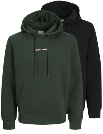 JACK&JONES Herren Sweatshirt Doppelpack JJECORP Old Logo Sweat Hood 2PK MP SMU (DE/NL/SE/PL, Alphanumerisch, XXL, Regular, Regular, Black)