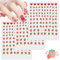 4 Stück Nagelsticker 3D Erdbeer Nail Art Stickers Selbstklebende Frucht Nagelaufkleber Erdbeere Süße Nagel Sticker für Damen Mädchen Nageldesign Zubehör
