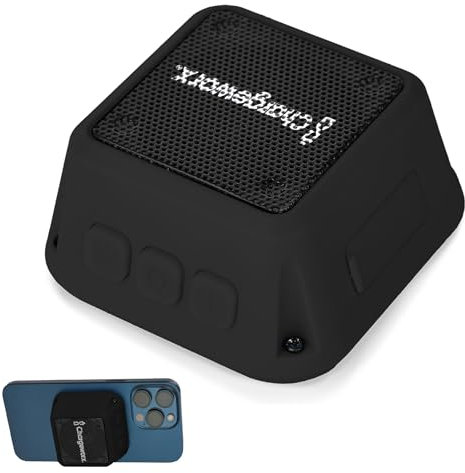 CHARGEWORX Magnetic Bluetooth Speaker and Phone Stand, Portable Mini Speaker, USB-C Rechargeable Wireless Device for High-Fidelity Audio, Compatible with MagSafe iPhone 16/15/14/13/12 Case, Black