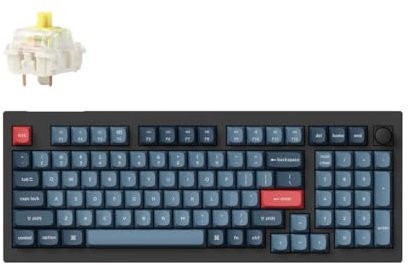 Keychron V5 Max Kabellose Mechanische Tastatur mit Nummernblock, 96% Layout, QMK/VIA, 2,4 GHz/Bluetooth 5.1/USB, RGB-LED, Hot-Swappable Gateron Jupiter Banana Switch für Mac Windows Linux