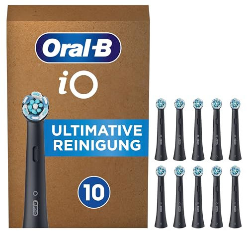 Oral-B iO Ultimative Reinigung Aufsteckbürsten für elektrische Zahnbürste, 10 Stück, ultimative Zahnreinigung, Zahnbürstenaufsatz für Oral-B Zahnbürsten, briefkastenfähige Verpackung, schwarz