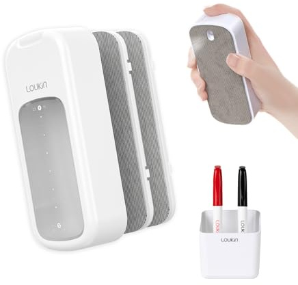 LOUKIN All-in-One Dry Erase Eraser, with 75 ml Built-in Cleaner (White)