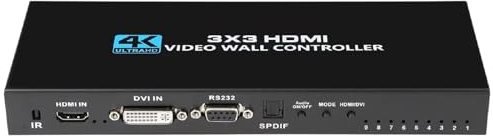 CHICHIYANG 4K 1 in 9 Out HDMI Splitter 4:4:4 24bit HDMI1.4, HDCP1.4, 3x3 Video Wall Controller w/Remote Control