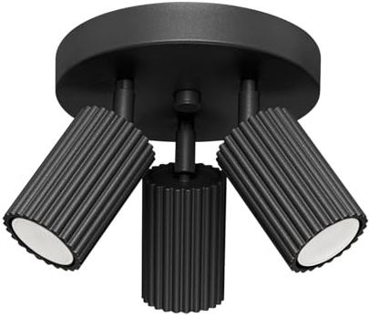 SOLLUX lighting Deckenlampe Deckenleuchte Deckenstrahler Aluminium 3 Flammig 19,5 x 19,5 x 18 cm Karbon Schwarz