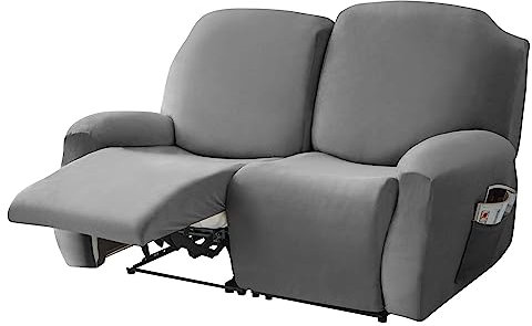 Weicher Samt-Stretchbezug für Liegestuhl, rutschfest, mit Tasche, Möbelschutz für Sofa und Sessel, Dunkelgrau, 6-teilig