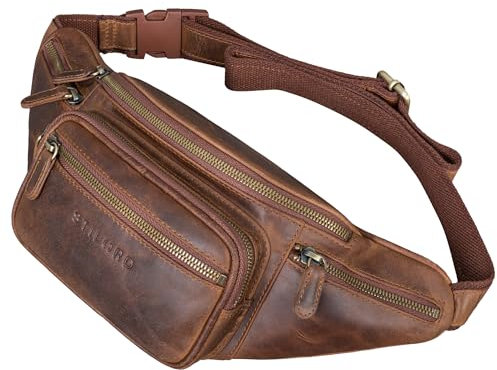 STILORD 'Caspar' Gürteltasche Leder Groß Vintage Bauchtasche für Herren Damen Kinder Hüfttasche Modern Belt Bag für Jogging Festival Urlaub Echtes Leder, Farbe:Soria - braun