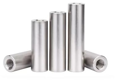 SFQEVHRZ Überwurfmutter, 5 Stück Bolzenverlängerung, Lange Kupplungsmutter M2,5 M4 M5 M6, runder Aluminium-Abstandshalter mit Doppelgewinde, Gewindesäule aus Aluminiumlegierung(75MM*M4)