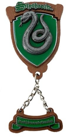 Licensed Harry Potter Enamel Wooden, Metal, 3D Fridge Magnets, 5 Styles, Hogwarts, Gryffindor, Slytherin, Hufflepuff and Ravenclaw with Slogan Charms (Slytherin)