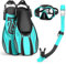 Schnorchel-Set für Erwachsene mit Flossen, Schnorchelmaske mit verstellbaren Schwimmflossen, Trockenschnorchel, Panoramablick, Schwimmbrille, Schnorchelpakete, Schnorchelausrüstung zum Schnorcheln