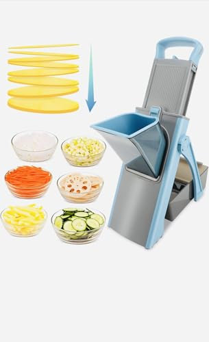 R4Retails Mandoline Slicer for Kitchen &Vegetable Slicer, Potato Chip Cutter 5 in 1 & Adjustable Mandoline Slicer. Detachable Blade, Can Cut Dicing, Strips, Slicing