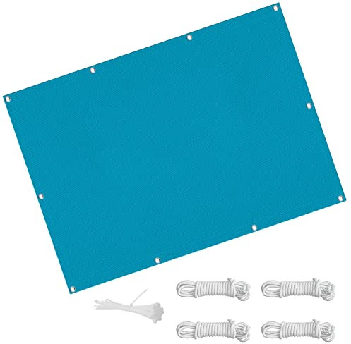 Voile d'ombrage rectangulaire - Protection solaire - Pour terrasse, pergola - En toile - Avec kit de fixation - Respirant et adaptable - Pour jardin, arrière-cour, pelouse, extérieur - Bleu - 2 x 8,5