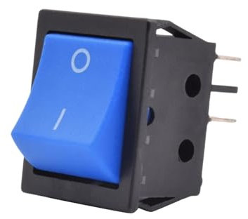 MELEDFCFK Interruptor basculante KCD4-201 de Alta Resistencia, sin luz, 30 A, 250 V CA, Encendido y Apagado, Interruptor DPDT, Bipolar, de un Solo Tiro(Blue Actuator,30A 250VAC)