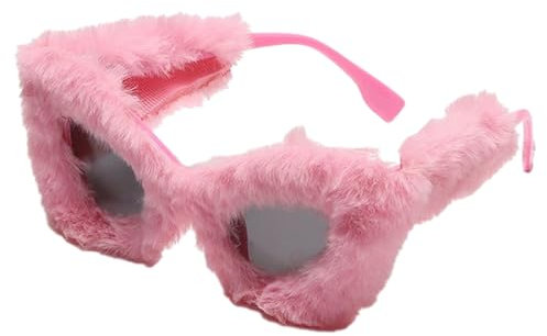 Generisch Fuzzy-Cat-Eye-Sonnenbrille,Plüsch-Cat-Eye-Brille |Punk Plüsch Shade Sonnenbrille Damen Trendy,Retro Mode Accessoires für Party Maskerade Disco Brillen