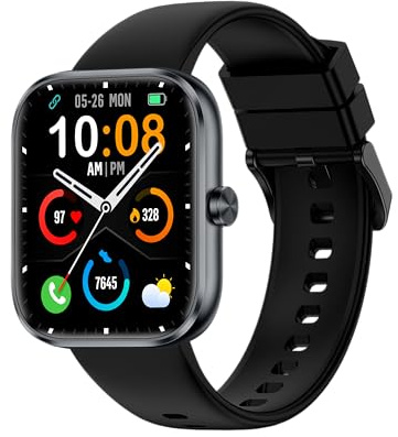 MFVLP Smartwatch Damen Herren, 1.83 HD Touch Smart Watch, Schwarz | Bluetooth Anruf, 110+ Sportmodu, Herzfrequenzmonitor/Schlafmonitor/Schrittzähler, IP68 Wasserdichte, für Android iOS