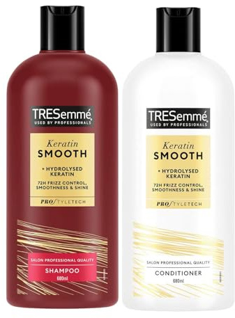 TRESemmé Keratin Smooth Shampoo & Conditioner Bundle 680ml Each | Anti-Frizz Hair Care Set with Keratin & Marula Oil for Sleek, Shiny, Silky & Manageable Hair