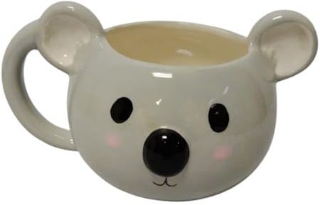 Cute Koala Head Ceramic Mug Adorable Animal-Shaped Cup with 3D Ears Perfect for Hot Drinks Tea Coffee Cocoa Home Décor Gifting Kids and Adults Novelty Drinkware