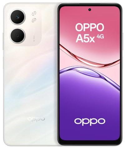 OPPO A5x 4G Smartphone Android, 4GB RAM 128GB ROM, CPH2725 Version EU, Débloqué, Laser White