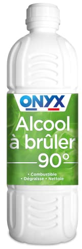 Onyx - Alcool à Brûler 90° - Dégraissant, Détachant, Combustible - 1L | Pour Tout Nettoyer et Dégraisser dans la Maison, Détacher les Tissus ou Combustible - Fabriqué en France