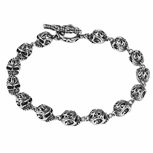 DonDon Herren Totenkopf-Armband aus Edelstahl 22 cm