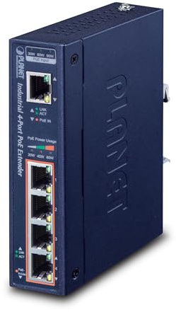 PLANET Gigabit PoE Extender 60 Watt 1-Port Ultra PoE to 4-Port 802.3af/at