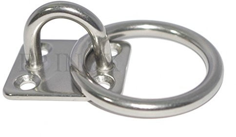 Augplatte Wandhaken/Deckenhaken auf Platte, Edelstahl 316 Rund, 35 x 40 mm, mit beweglichem Ring