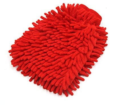 sourcing map Rot Microfaser Chenille Waschen Reinigung Handschuh für Auto Fahrzeug Körper DE de