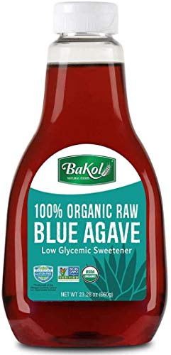Bakol Blue Raw Agave Nectar - All Natural, Low Glycemic Agave Syrup Sweetner for Cocktails, Hot and Cold Drinks, Pancakes - Gluten Free, Non GMO - 660gr