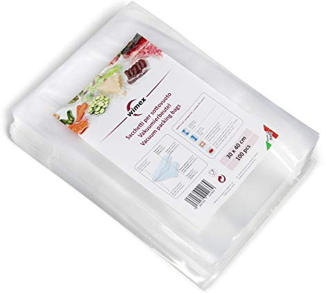 Wimex 100 Vakuumbeutel 30x40cm (40mt) | BPA Free | Sous Vide geeignet | stabile Schweißnaht | Für alle Balken Vakuumierer geeignet | Vakuumrollen | Made in Italy