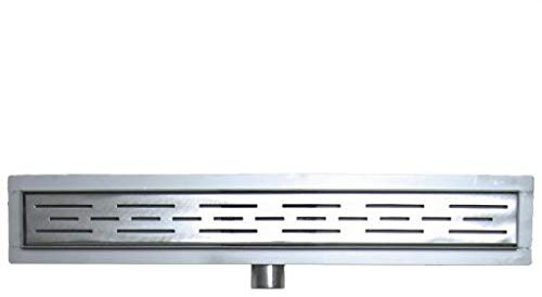 ProDiva SIPHON PRO - Edelstahl V4A Premium Qualität - Duschrinne, Duschablauf, Ablaufrinne, Bodenablauf, Größen 60 cm - 90 cm, Komplettset mit Bodenbefestigung (Gebürstet, 80 cm)