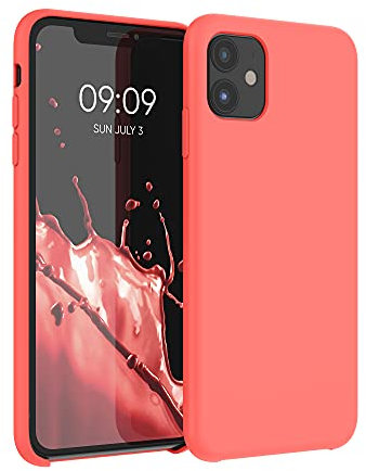 kwmobile Hülle kompatibel mit Apple iPhone 11 Hülle - Silikon Handy Case - Handyhülle weiche Oberfläche - kabelloses Laden - Leuchtende Koralle