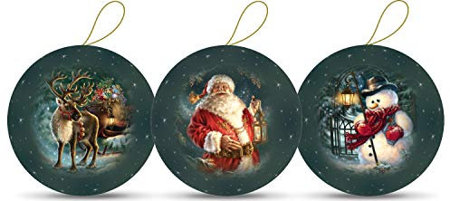 Nestler Weihnachtskugeln aus Pappe zum Füllen, Motivserie Dezembernächte- Christbaumkugeln Set aus 3 Motiven (10 cm)