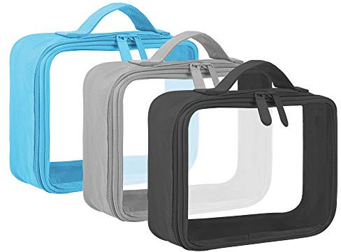 ANRUI 3 Stück Kulturbeutel Transparent, Reise Kulturtasche Kosmetiktasche Durchsichtig für Damen & Herren, Kulturbeutel Flugzeug Handgepäck für Flüssigkeiten, Transparent Waschbeutel Toilettentasche