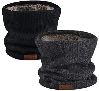 NovForth Winter Neck Warmer Fleece Lined Infinity Scarf Thicken Windproof and Dust Skiing Circle for mens women Double-Layer Fleece Lining Knit