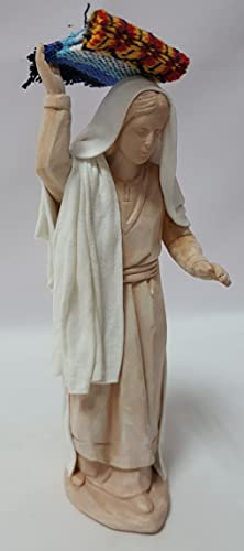 Arte Pesebre Figuras para Pintar Pastora con Alfombra en la Cabeza para Pintar (17 cm)