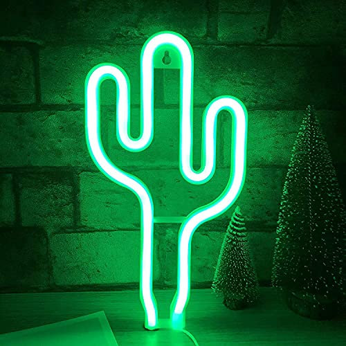 ENUOLI LED Cactus Neon Sign Neon Green Led Neon Light USB o a batteria Neon Night Lights Lampade al neon Neon Light Sign for Home Wedding Birthday Party